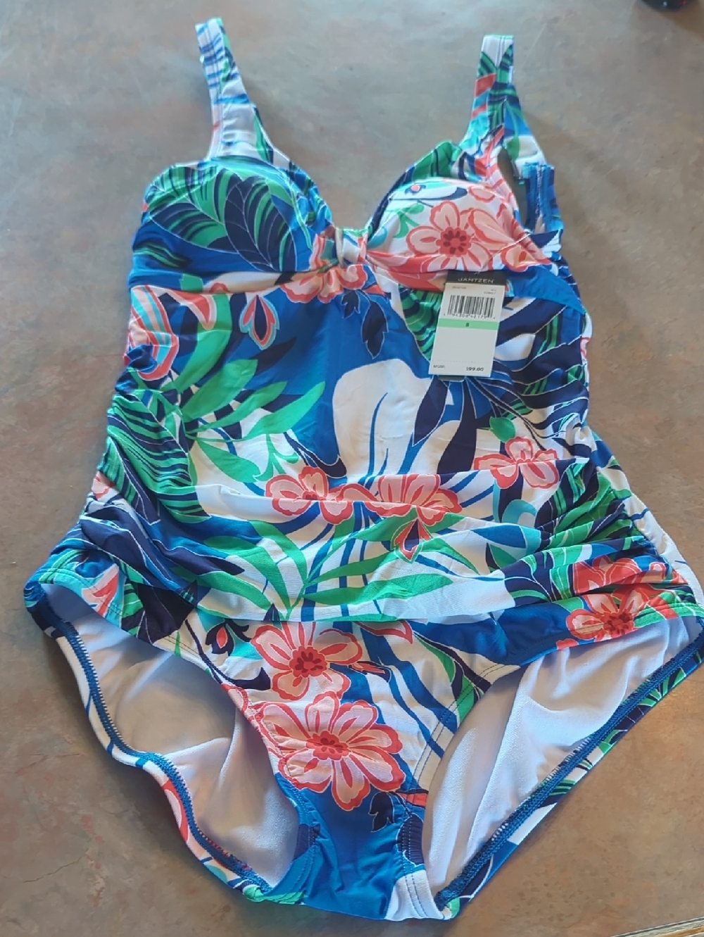 Jantzen Blue Floral Tropical One-Piece Swimsuit for Women